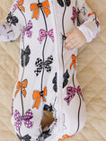 Load image into Gallery viewer, Spooky Bows Bamboo Baby Zip Romper