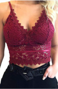 Load image into Gallery viewer, Deep V Lace Bralette Crop Top