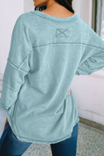 Load image into Gallery viewer, Long Sleeve Raw Edge V Neck