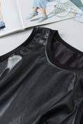 Load image into Gallery viewer, Black Faux Leather Crew Neck Tank Top