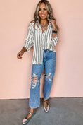 Load image into Gallery viewer, Stripe Chest Pocket Buttoned Oversized Shirt