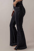 Load image into Gallery viewer, Black High Waist Button Front Flare Jeans