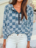 Load image into Gallery viewer, Checkerboard Zip Pocket Denim Hoodie