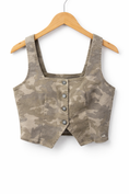 Load image into Gallery viewer, Tan Camo Button Up Tank