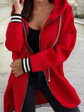 Load image into Gallery viewer, Red Hooded Zip Up Sweatshirt