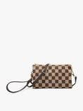 Load image into Gallery viewer, Checkered 3 Compartment Crossbody/Wristlet
