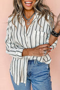 Load image into Gallery viewer, Stripe Chest Pocket Buttoned Oversized Shirt