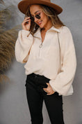 Load image into Gallery viewer, Cream Half Zip Sweater