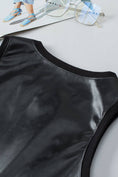 Load image into Gallery viewer, Black Faux Leather Crew Neck Tank Top