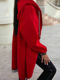 Load image into Gallery viewer, Red Hooded Zip Up Sweatshirt