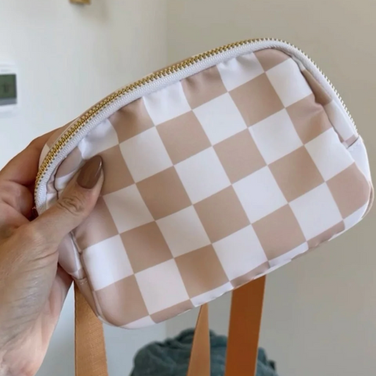 Tan Checkered belt bag