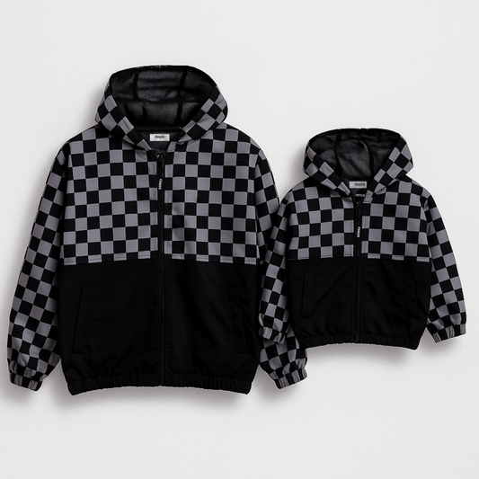 Checkered Windbreaker - Black