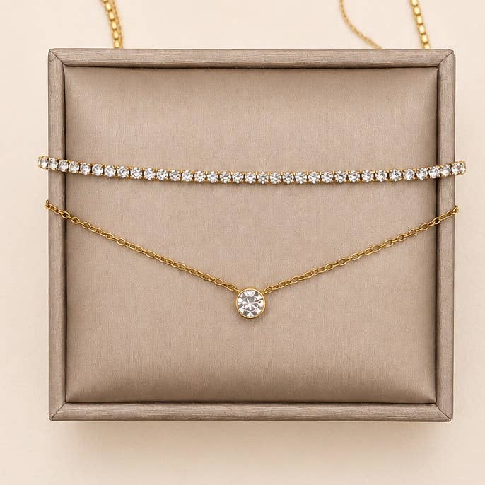 18K STAINLESS STEEL LAYERED NECKLACE