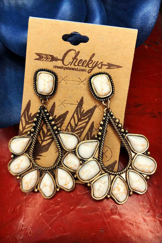 Western Dangle Earrings-White Turquoise
