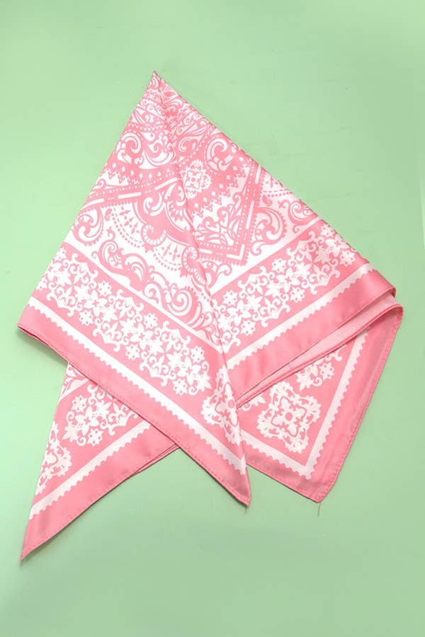 PINK SILKY BANDANA SCARF