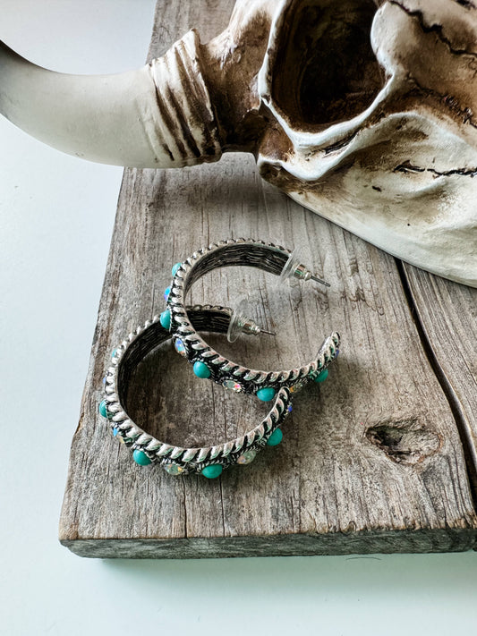 Boho Stone Hoop Earrings