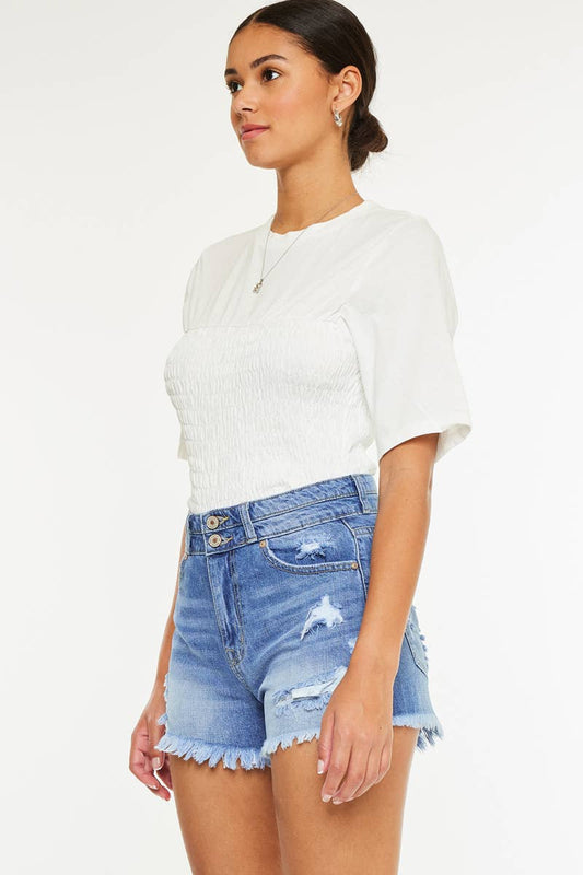 KanKan HIGH RISE MOM DENIM SHORTS