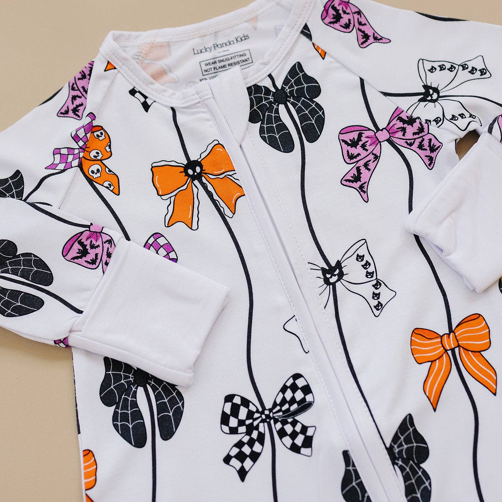 Spooky Bows Bamboo Baby Zip Romper