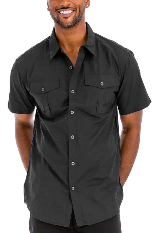 Men's Chest Pocket Short Sleeve Button Down Shirt