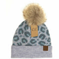 Load image into Gallery viewer, Leopard Faux Fur Pom Beanie
