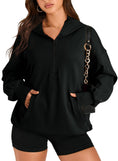 Load image into Gallery viewer, Black Hooded Half Zip
