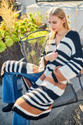 Load image into Gallery viewer, Striped Open Front Long Line Cardigan
