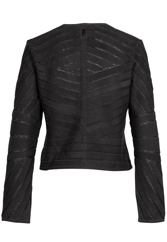 Lightweight Nubuck Leather Jacket w/ Mesh Cutouts