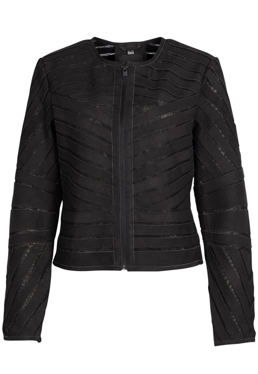 Lightweight Nubuck Leather Jacket w/ Mesh Cutouts
