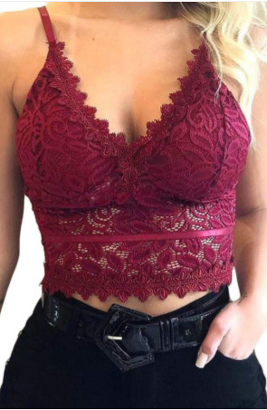 Deep V Lace Bralette Crop Top