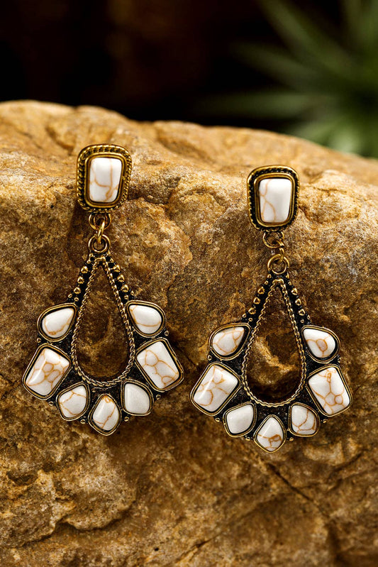 Western Dangle Earrings-White Turquoise