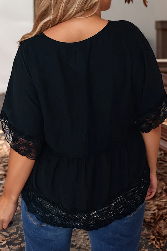 Plus Lace Short Sleeve Top