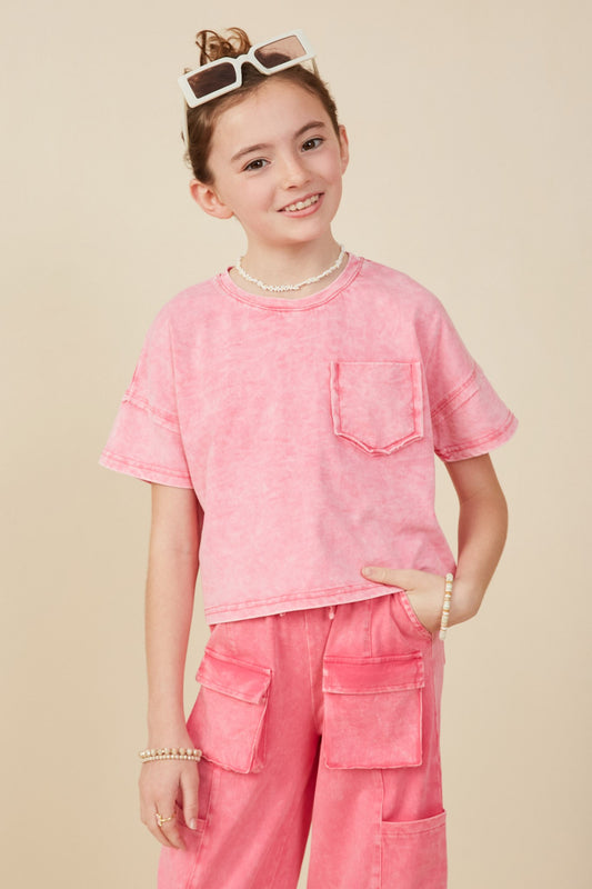 Girls Washed Raw Edge
