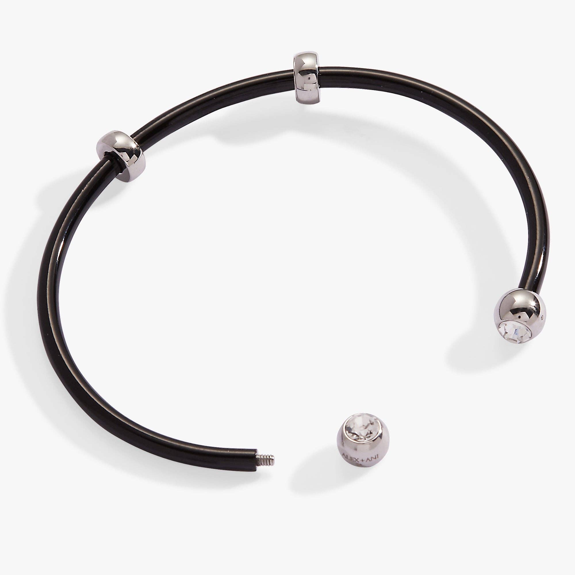 Bezel Stone Enamel Cuff, Black