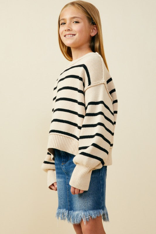 Girls Striped Sweater Top