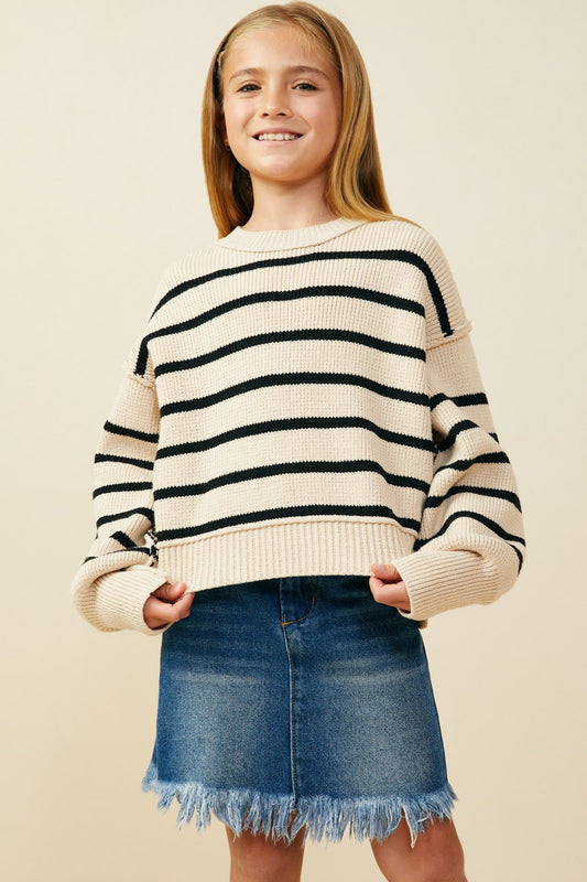 Girls Striped Sweater Top