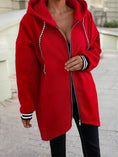 Load image into Gallery viewer, Red Hooded Zip Up Sweatshirt
