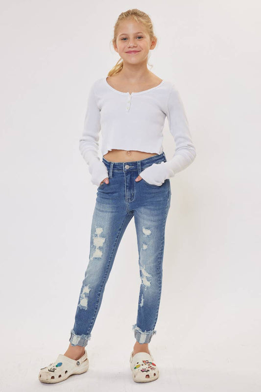 KIDS HIGH RISE ANKLE SKINNY JEAN