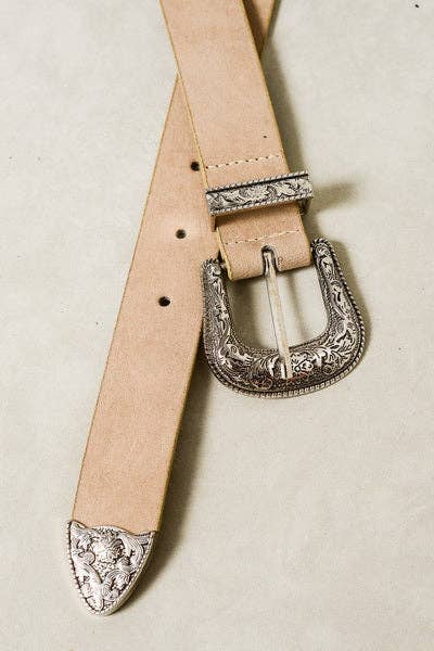 BEIGE WESTERN BUCKLE BELT