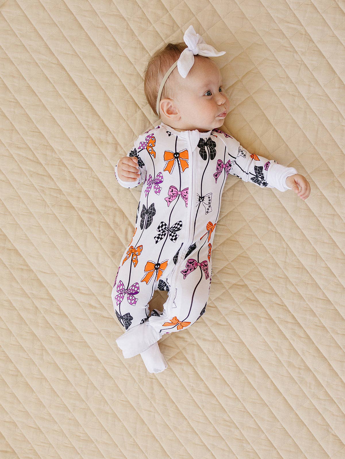Spooky Bows Bamboo Baby Zip Romper