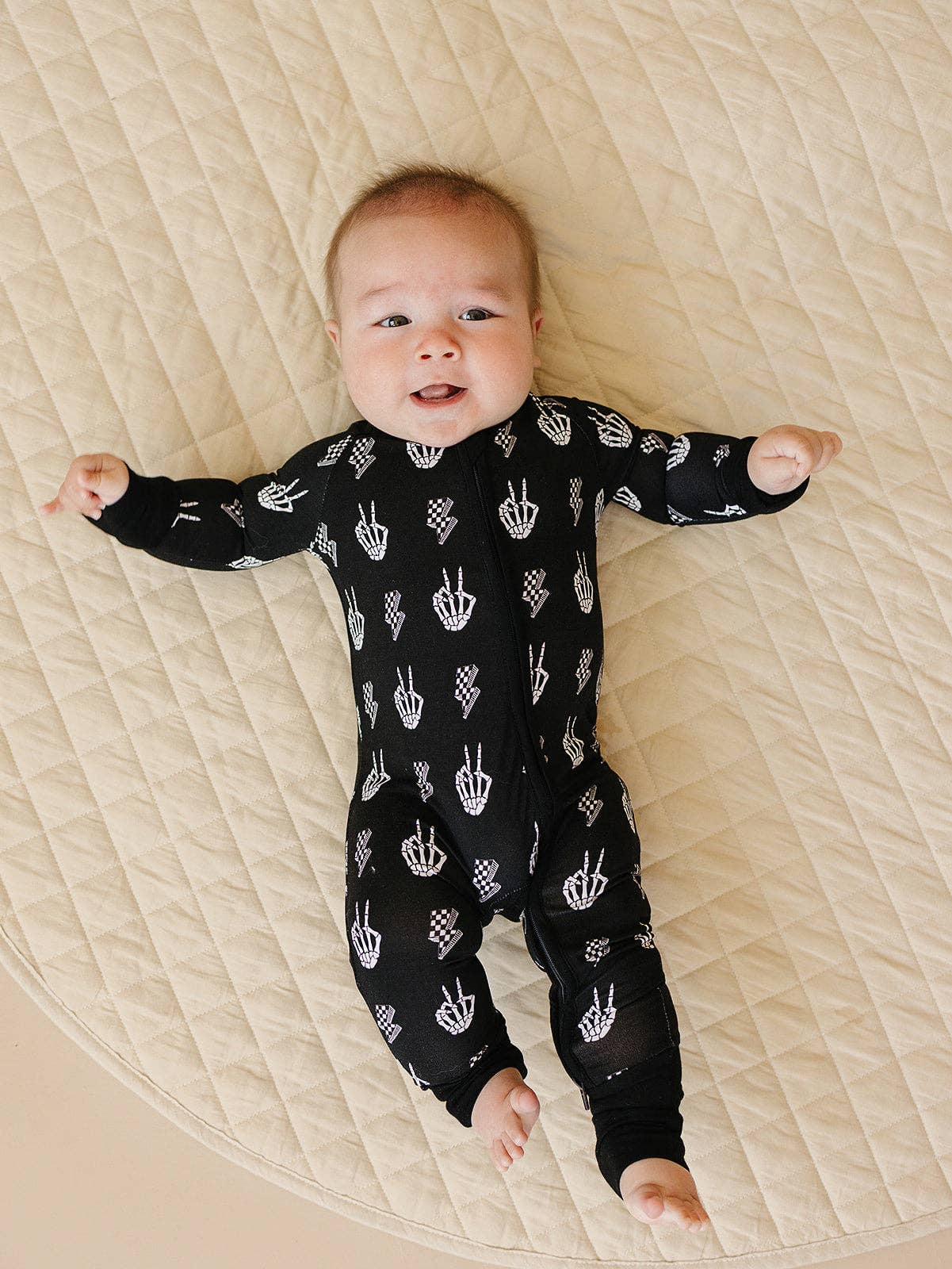 Skelly Vibes Bamboo Baby Zip Romper