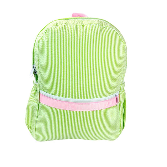 Sweet Pea Seersucker Medium Backpack w/ Pockets | Mint