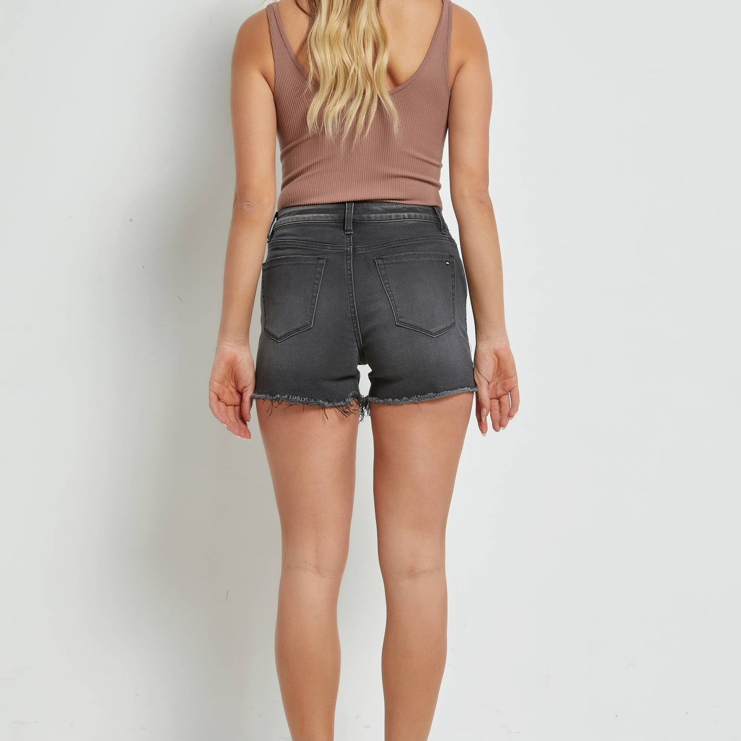 HIGH RISE SHORTS WITH CROSS OVER SIDE SLIT