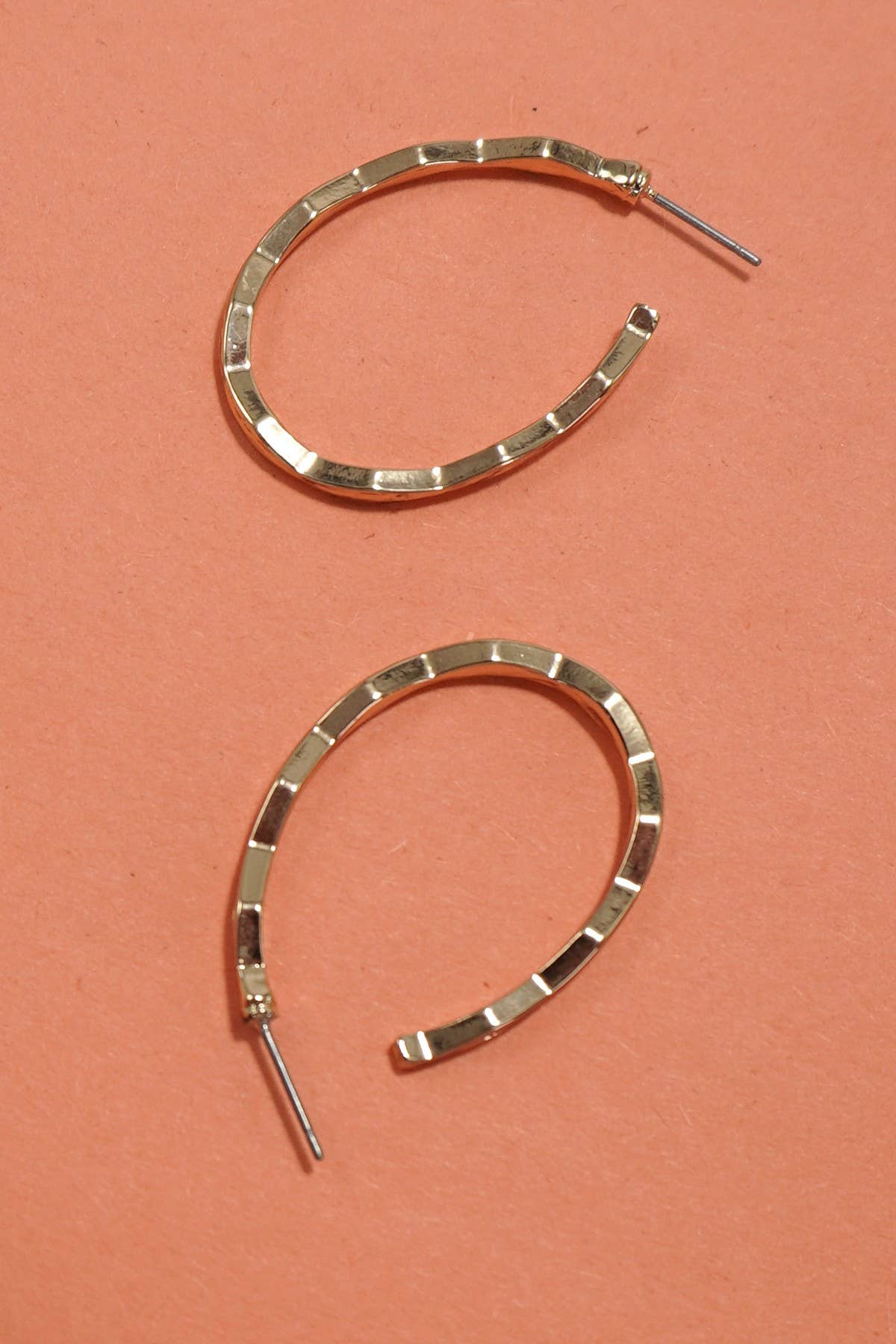 Textured Gold Oval Hoop Earrings