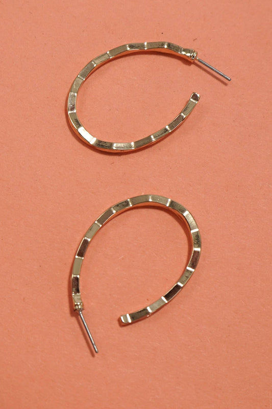 Textured Gold Oval Hoop Earrings