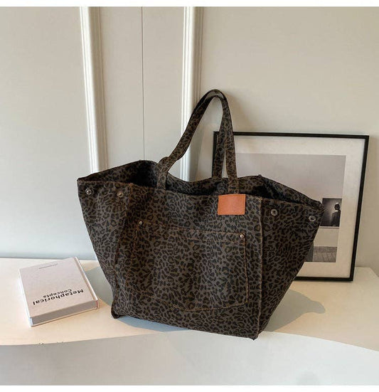 Leopard Shoulder Tote Bag-Large