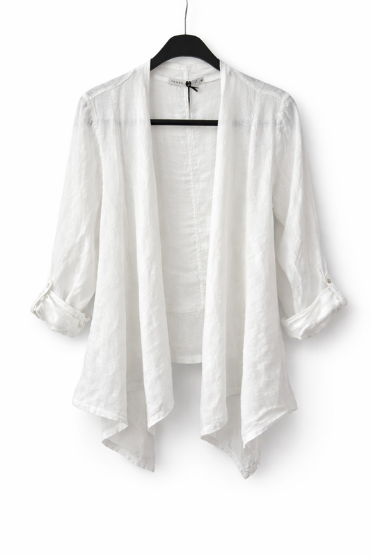 White Short Linen Jacket