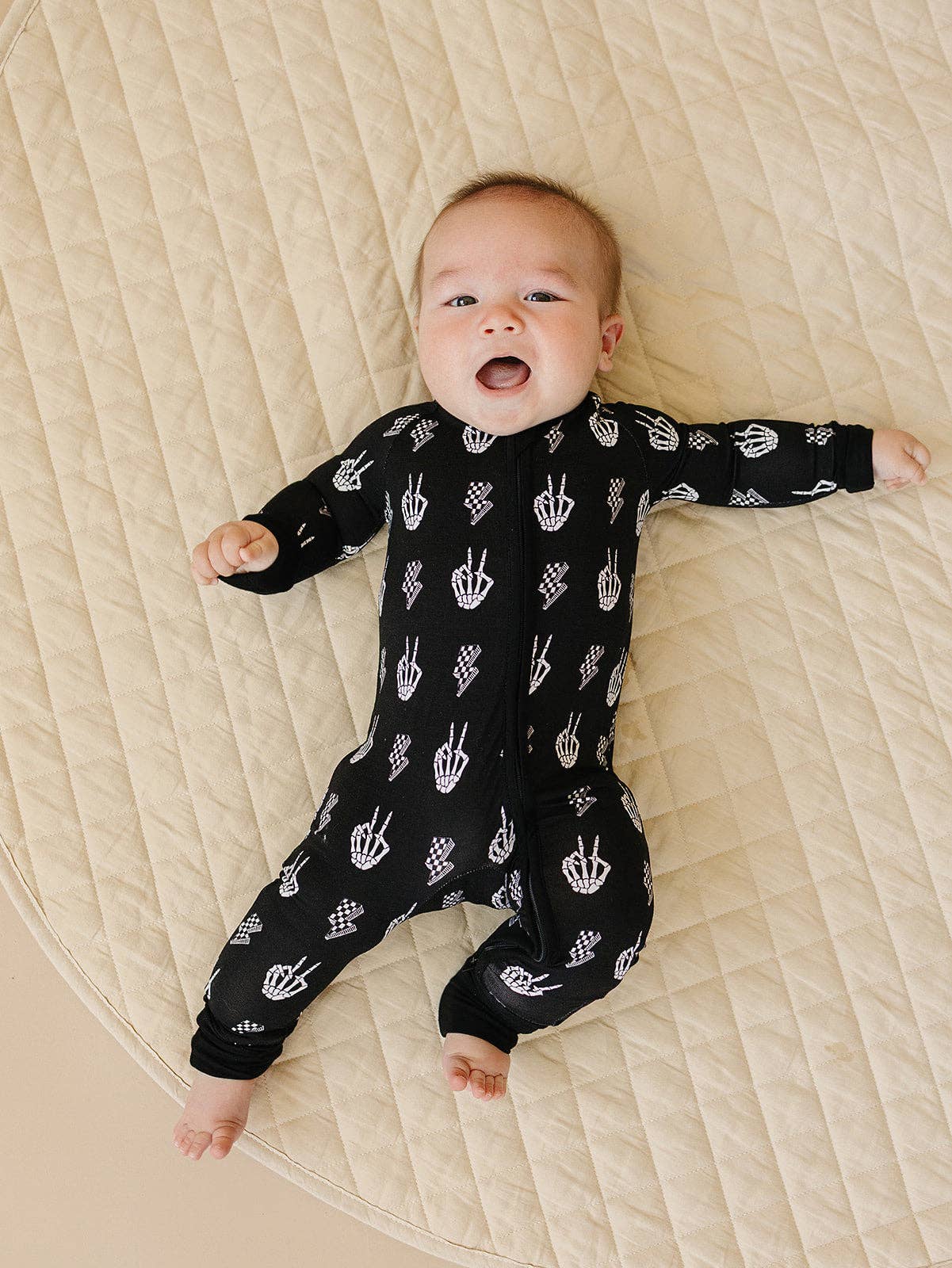 Skelly Vibes Bamboo Baby Zip Romper