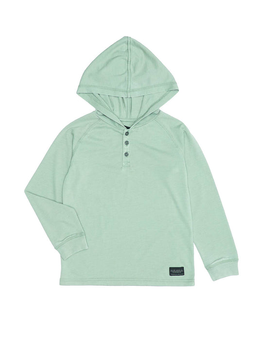 BOYS ACID WASH HENLEY HOODIE