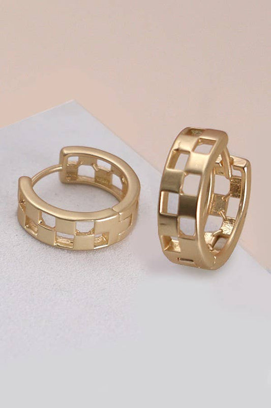 Mini Checkered Huggie Earrings