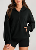 Load image into Gallery viewer, Black Hooded Half Zip
